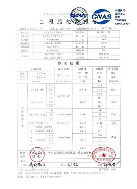 China Qingdao Shanghe Rubber Technology Co., Ltd Certificaten